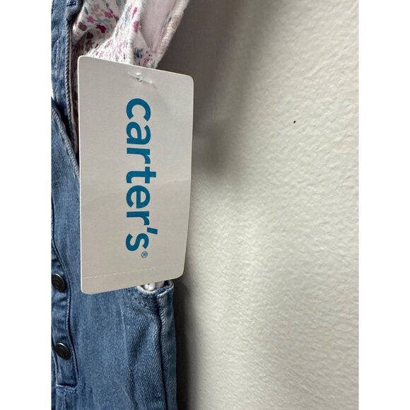 2-Piece Floral Bodysuit & Overall Set - Denim Blue - Picture 2 of 4